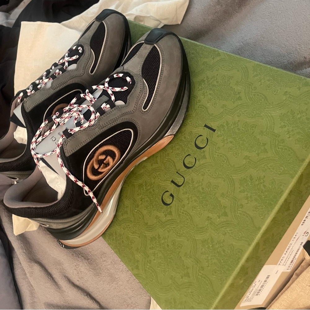 Men’s Run Premium Mesh and Suede GG runner sneakers.